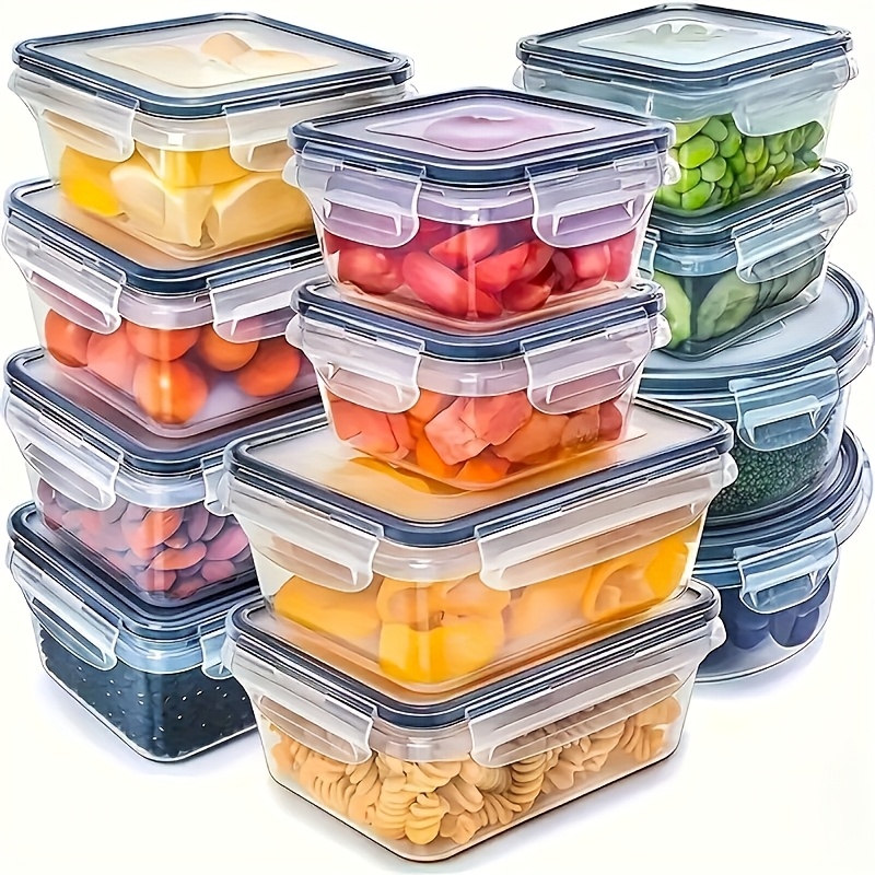 Kitchen Gadgets Organizer - 8個セットには、4つの容器と4つの蓋が含まれています。気密食品保存容器、キッチン冷蔵庫オーガナイザー、果物、野菜、キャンプ用。